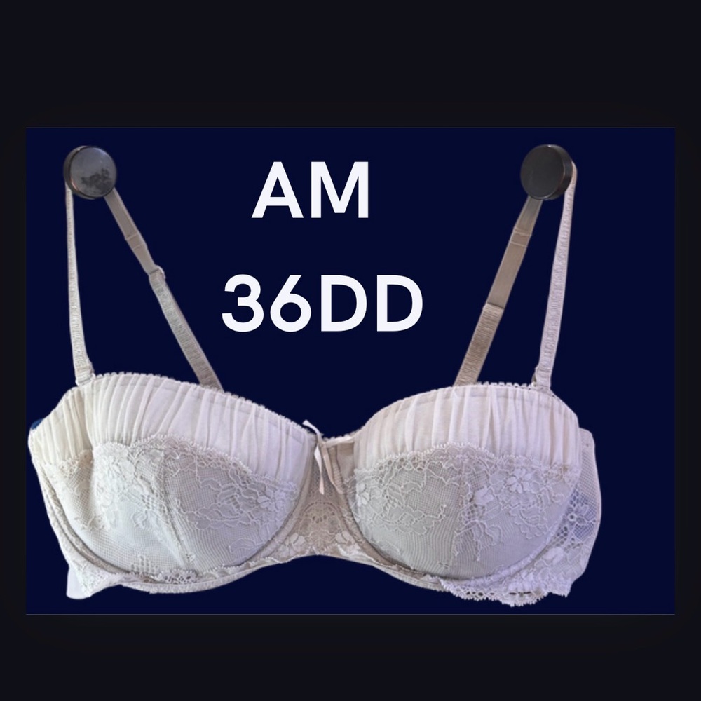 36DD Adore Me Set of White Lace Balconette Bra and Panty